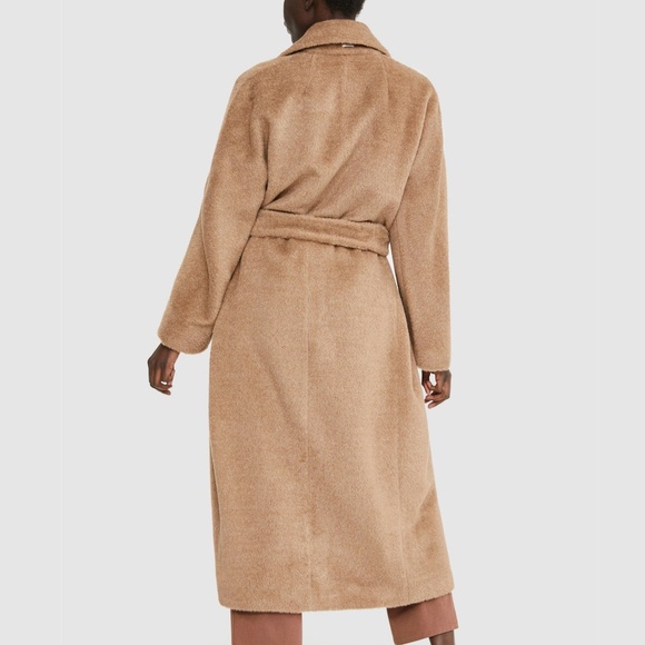 Max Mara Alpaca Wool Belted Wrap Maxi Winter Warm Robe Coat Camel Sz 36 US 6 - Picture 2 of 14